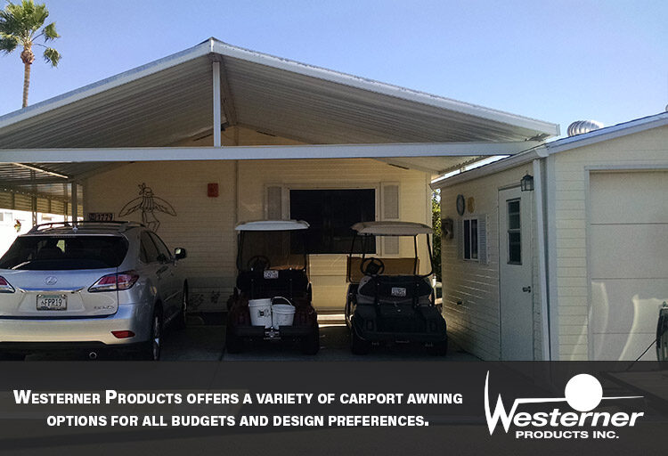 mobile home carport with golf carts